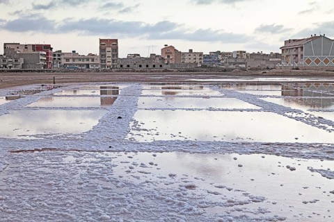 Salt basin in the disused saline