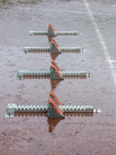 Sports field in the rain