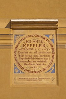Plaque for the mathematician and astronomer Johannes Kepler on Ulm Town Hall