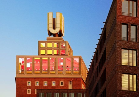 Dortmund U-Tower or Dortmunder U with video installation