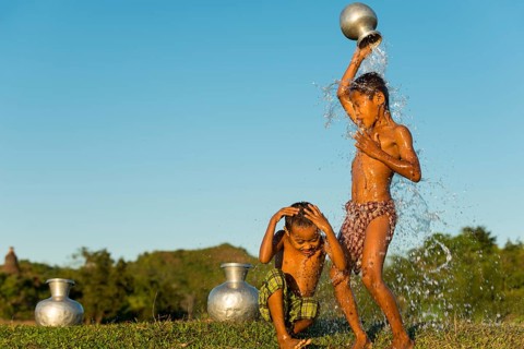 Boys washing themselves
