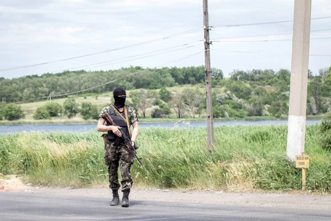 Road checkpoint of the pro-Russian forces