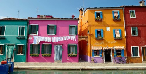 Colourfully painted houses