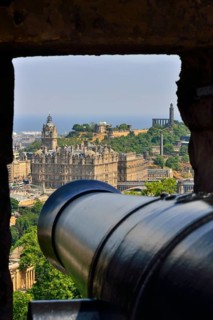A cannon aimed at the Balmoral Hotel