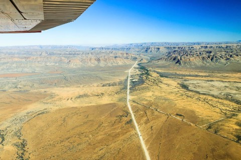 View from a small plane over the sand road C26