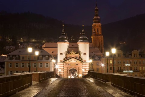 Karl-Theodor-Bridge with City Gate and the Church of the Holy Spirit