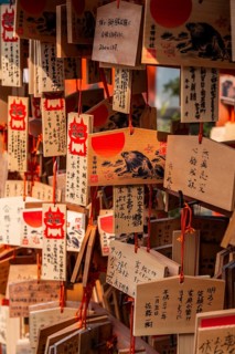Written wishes to deities on small wooden boards