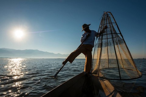 Fisherman in the morning light