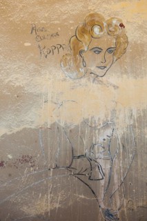 Wall graffito in a house in a former diamond miners' town