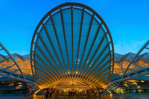 Gare do Oriente train station at twilight