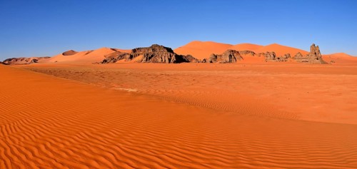 Sand dunes and rocks at Tin Merzouga