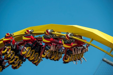 Roller coaster during a loop