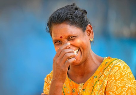 Smiling woman with a bindi