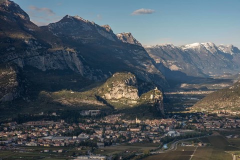 Cliffs with the ruins of Arco Castle or Castello di Arco above Arco