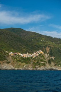 Village with colorful houses by the sea