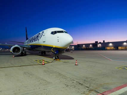 Boeing 737 airliner of the budget airline Ryanair on the runway