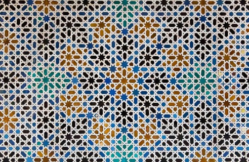 Mudejar tiles with Moorish geometric patterns in the Alcazar of Seville
