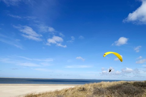 Paragliding above the beach