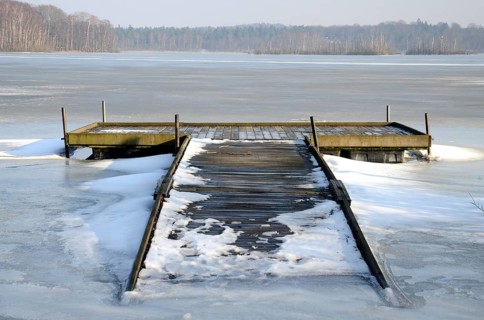 Bridge in ice on Snogeholmssjon lake