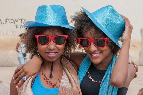 Members of a carnival club in the slums of Ribeira Bote