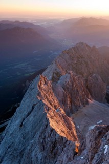 View from Mt Zugspitze of the Waxenstein Range and Hollental Valley