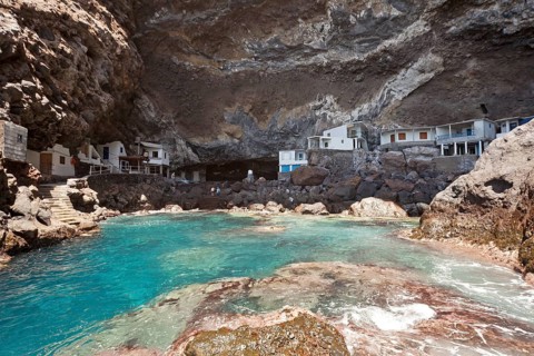 Fishermen's houses in the smugglers cove at Tijarafe