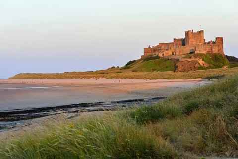 Bamburgh Castle on the coast