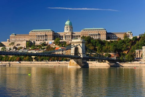 Castle Hill with Hungarian National Gallery and Chain Bridge over the Danube