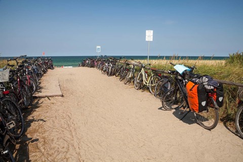 Bicycles at the entrance to the beach