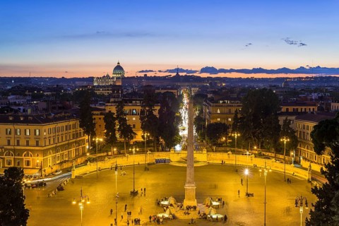 View from the Pincio to Piazza del Popolo with obelisk