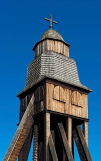 Bell tower of old wooden church of Djursdala
