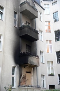 Residential house after fire at New Year's Eve