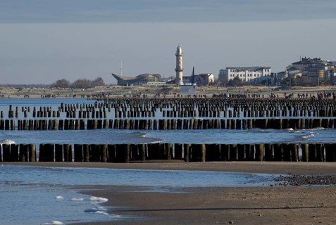 Groynes on the beach of Warnemunde
