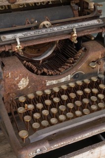 An old rusted Underwood manual typewriter