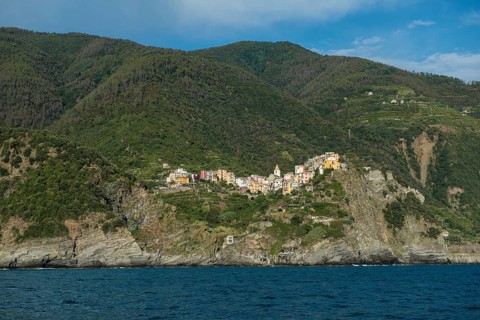 Village with colorful houses by the sea