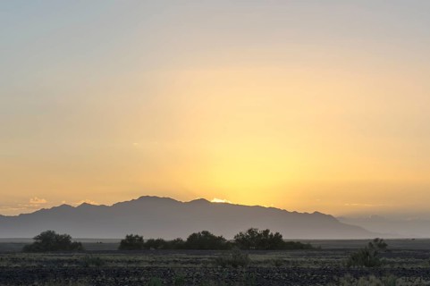 Landscape of the Namib Desert at sunrise