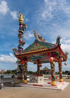 Sky-earth-pillar at the Chinese Sanjao Phuya Temple or Saan Chao Pu Ya Temple