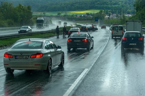 Accident during heavy rain with poor visibility