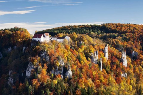 View over Danube Gorge towards Burg Wildenstein Castle