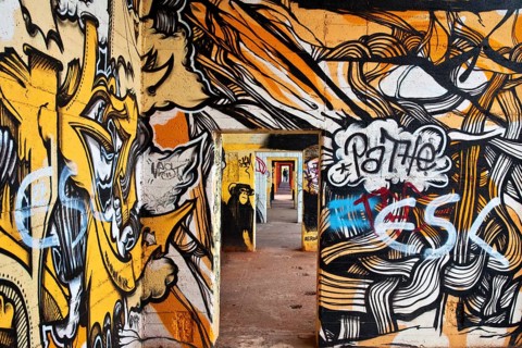 Graffiti wall in the Rhine Park