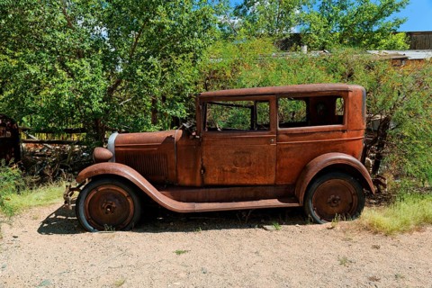Rusty American police car