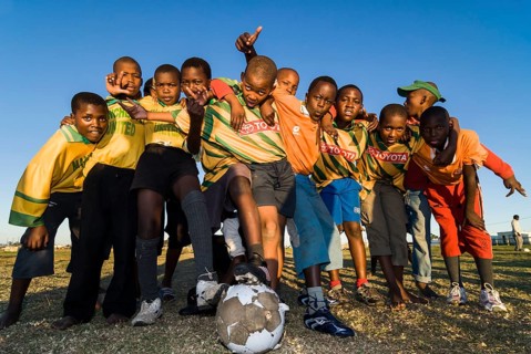 Children with a football