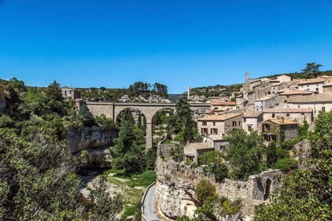 View of the historical village of Minerve