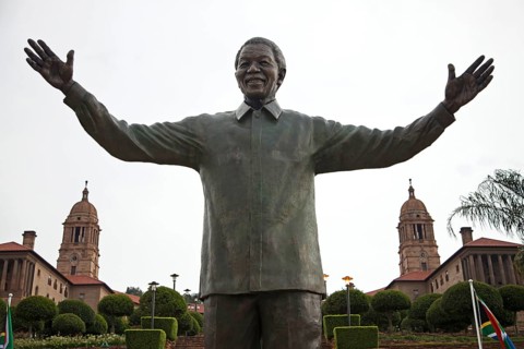 Huge Nelson Mandela statue in front of the Union Buildings government buildings