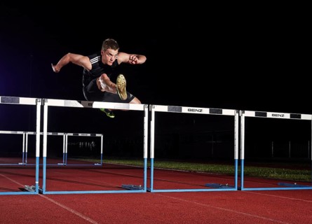 Hurdle racing athlete