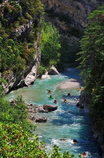 Canoeists in the Verdon Gorge