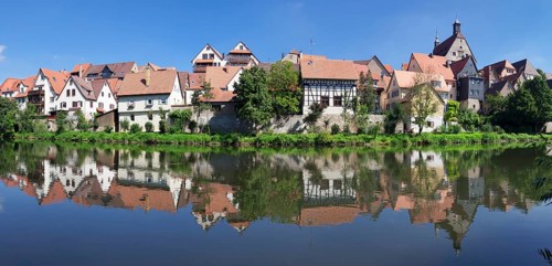 Historic centre with the Town Hall on the Enz River
