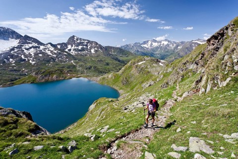 Climbers above Grosser Schwarzsee Lake