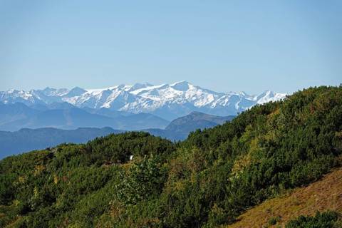 Mt Grossvenediger across Mt Fellhorn from Mt Hochfelln