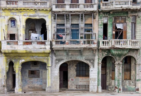 Rundown facades on the Malecon esplanade